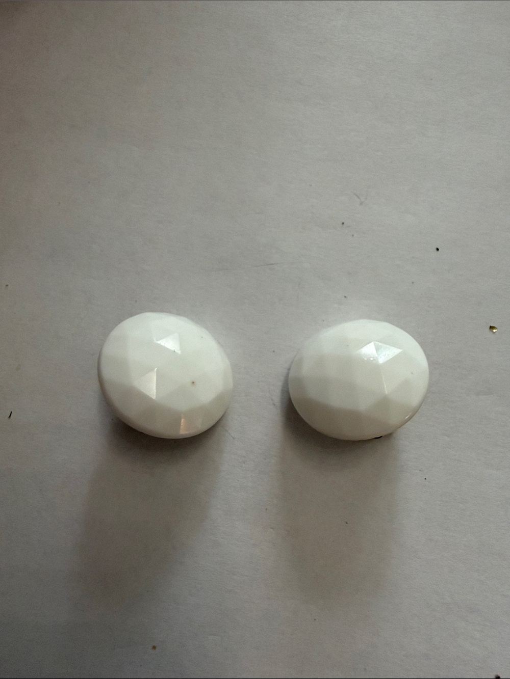 Vintage White Faceted Round Clip-On Earrings